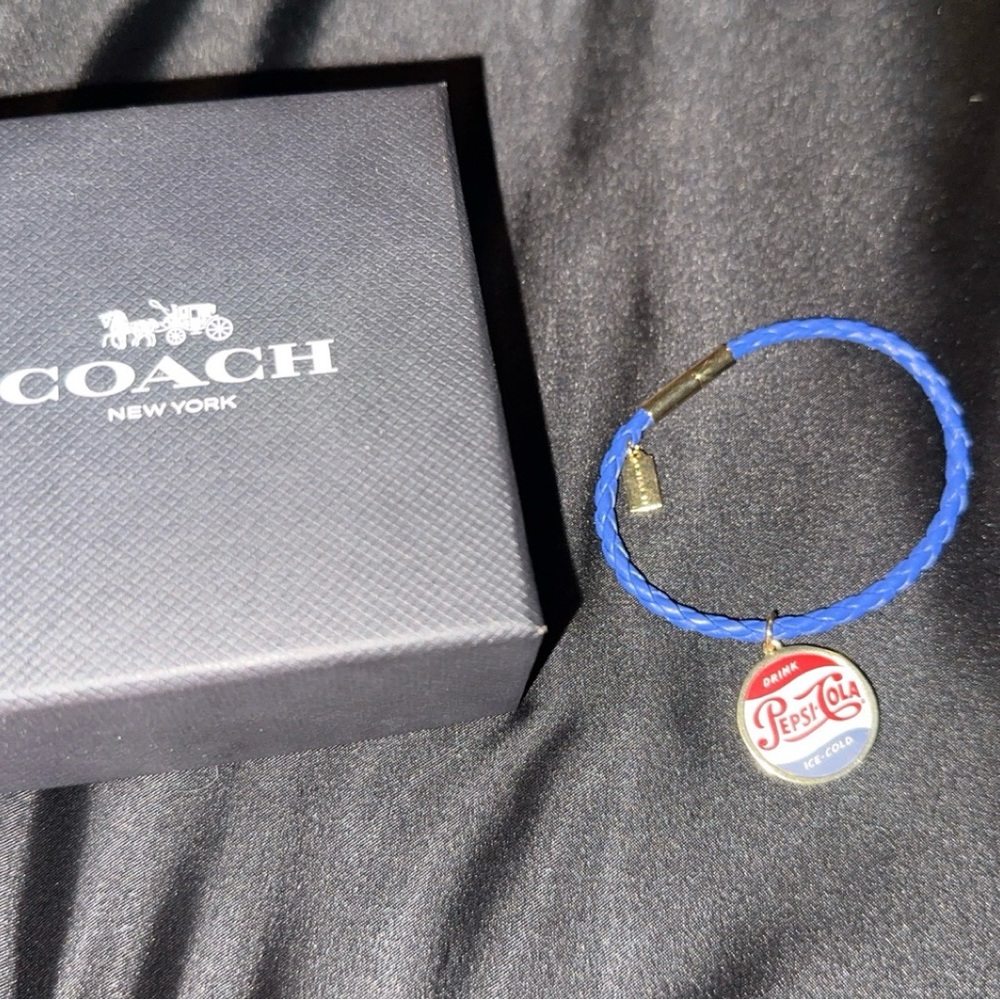 Coach Blue Braided Bracelet with Pepsi-Cola Charm